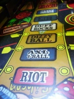 Image # 33420: Guns N' Roses Playfield - Detail 
(Game has serial number 113655 dated Aug 9, 1994.)