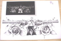 Image # 60592: Guns N' Roses Original Cabinet Artwork 
(Artist is Markus Rothkranz.Media: information unavailableDimensions estimated 24 inches by 18 inches.)