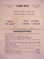 Image # 26304: Laser Ball Instruction Card