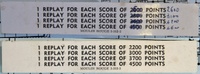 Image # 63459: Moulin Rouge Early Production - Score Card Strips 
(From the game with serial number 19267.)