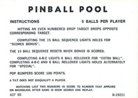 Image # 43029: Pinball Pool Instruction Card - 5 Ball Replay