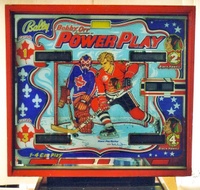 Image # 63836: Bobby Orr Power Play Early Production Backglass 
(Serial number EPP1047.)