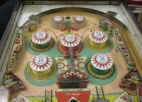 Image # 29376: River Boat Upper Playfield 
(The pop bumper caps are not original to this game.)