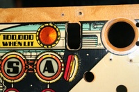 Image # 34208: Space Station Prototype Drop Target 
(This playfield was stamped with a date of Oct 23 1987.)