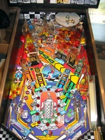 Image # 12069: Indianapolis 500 Playfield 
(Note that this playfield has a custom decal at the rear of the playfield.)