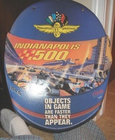 Image # 36500: Indianapolis 500 Promotional Hanging Sign 
(Sign measures 17 by 22 by 1/18 inches.)