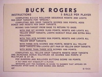 Image # 26320: Buck Rogers Instruction Card