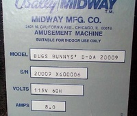 Image # 70961: Bugs Bunny's Birthday Ball Prototype Game - Model Number 
(Serial number X600006.)