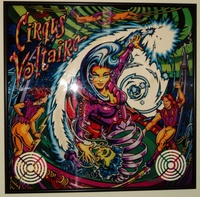 Image # 47631: Cirqus Voltaire Sample Game - Backglass 
(Serial number 53362100065. Date of Manufacture Aug 12, 1997. )