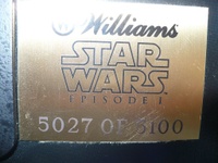 Image # 38795: Star Wars Episode I Later Production Game - Serial Number Plaque 
(Plaque serial number 5027 of 5100.)