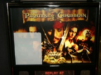 Image # 32311: Pirates of the Caribbean Prototype - Backglass 
(This is a pre-production test game.)