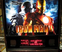 Image # 45174: Iron Man Illuminated Backglass 
(Serial number E 225266.)