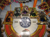 Image # 44123: Iron Man Sample Game - Playfield - Detail 
(Serial number E 225185.)