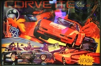 Image # 60262: Corvette Illuminated Backglass 
(In the lower right corner is a  gold tag marking this game as 'sold.')