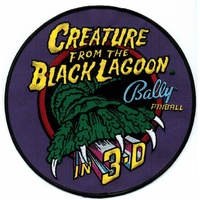 Image # 24323: Creature from the Black Lagoon Embroidered Patch 
(This patch was intended by John Trudeau for Design team jackets.  Fifty were produced, and while the jackets were never produced, most of the patches were put on sweatshirts which Trudeau believes the team did receive. Patch is 8 inches in diameter.)