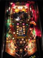 Image # 47837: Cue Ball Wizard Illuminated Playfield 
(The center plastic belonging under the pivoting ball shooter is missing from this game.)