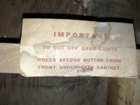 Image # 55112: El Paso Operator Instructions 
(This tag is located inside the lower cabinet. Serial number 12325.)