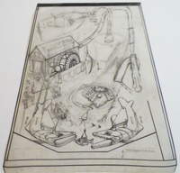 Image # 70433: Fish Tales Original Concept Artwork 
(Artist is Python Anghelo.Pencil and felt pen on sepia Mylar.Dimensions 16 inches wide at bottom, 7 1/2 inches wide at top, and 14 1/2 inches long.)