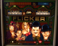 Image # 53868: Flicker Illuminated Backglass 
(Both players have earned over 100,000 points. One of the two lamps is not working to light 'Same Player Shoots Again'.)