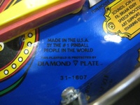 Image # 43846: Funhouse Diamond Plate Label 
(Playfield part number 31-1607. Playfield located in Italy.)